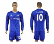 Chelsea #10 Hazard Home Long Sleeves Soccer Club Jersey