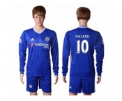 Chelsea #10 Hazard Home Long Sleeves Soccer Club Jerseys