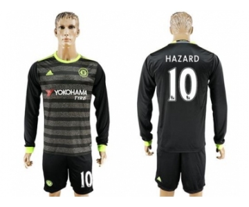 Chelsea #10 Hazard Sec Away Long Sleeves Soccer Club Jersey