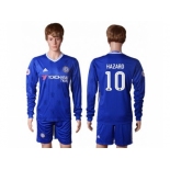 Chelsea #10 Hazard UEFA Champions Home Long Sleeves Soccer Club Jersey