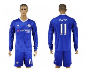 Chelsea #11 Pato Home Long Sleeves Soccer Club Jersey