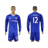 Chelsea #12 Mikel Home Long Sleeves Soccer Club Jersey