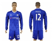 Chelsea #12 Mikel Home Long Sleeves Soccer Club Jersey