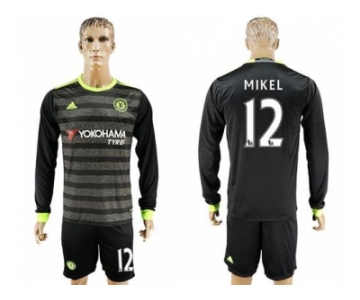 Chelsea #12 Mikel Sec Away Long Sleeves Soccer Club Jersey