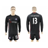 Chelsea #13 Courtois Black Goalkeeper Long Sleeves Soccer Club Jersey