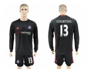 Chelsea #13 Courtois Black Goalkeeper Long Sleeves Soccer Club Jersey