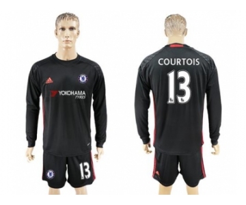 Chelsea #13 Courtois Black Goalkeeper Long Sleeves Soccer Club Jersey