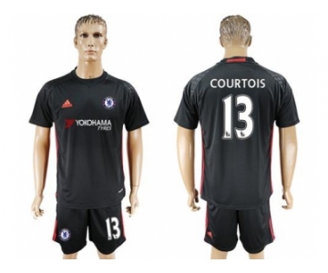 Chelsea #13 Courtois Black Goalkeeper Soccer Club Jersey