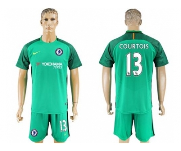 Chelsea #13 Courtois Green Goalkeeper Soccer Club Jersey