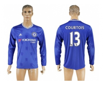 Chelsea #13 Courtois Home Long Sleeves Soccer Club Jersey