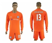 Chelsea #13 Courtois Orange Goalkeeper Long Sleeves Soccer Club Jersey