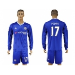 Chelsea #17 Pedro Home Long Sleeves Soccer Club Jersey