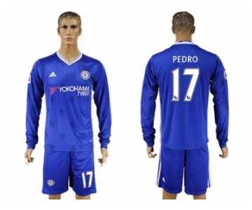 Chelsea #17 Pedro Home Long Sleeves Soccer Club Jersey