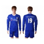 Chelsea #19 Diego Costa Home Long Sleeves Soccer Club Jerseys