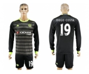 Chelsea #19 Diego Costa Sec Away Long Sleeves Soccer Club Jersey