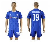 Chelsea #19 Diego Costa UEFA Champions League Home Soccer Club Jersey