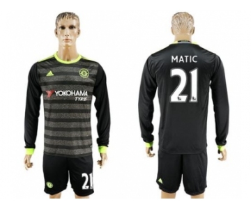 Chelsea #21 Matic Sec Away Long Sleeves Soccer Club Jersey