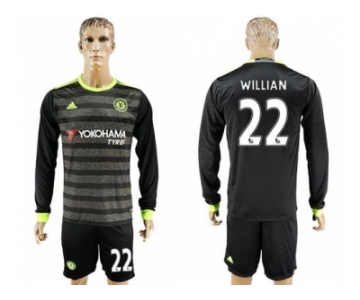 Chelsea #22 Willian Sec Away Long Sleeves Soccer Club Jersey