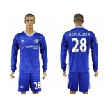 Chelsea #28 Azpilicueta Home Long Sleeves Soccer Club Jersey