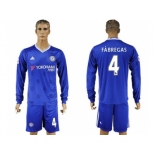 Chelsea #4 Fabregas Home Long Sleeves Soccer Club Jersey