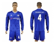 Chelsea #4 Fabregas Home Long Sleeves Soccer Club Jersey