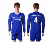 Chelsea #4 Fabregas Home Long Sleeves Soccer Club Jerseys