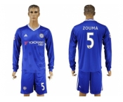 Chelsea #5 Zouma Home Long Sleeves Soccer Club Jersey