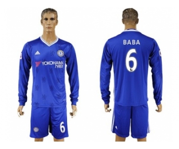 Chelsea #6 Baba Home Long Sleeves Soccer Club Jersey