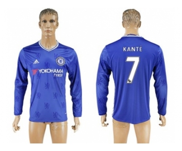 Chelsea #7 Kante Home Long Sleeves Soccer Club Jersey