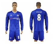 Chelsea #8 Oscar Home Long Sleeves Soccer Club Jersey