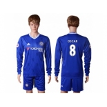 Chelsea #8 Oscar Home Long Sleeves Soccer Club Jerseys