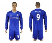 Chelsea #9 Falcao Home Long Sleeves Soccer Club Jersey