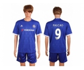 Chelsea #9 Falcao Home Soccer Club Jerseys.