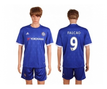 Chelsea #9 Falcao Home Soccer Club Jerseys.