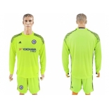 Chelsea Blank Shiny Green Goalkeeper Long Sleeves Soccer Club Jersey