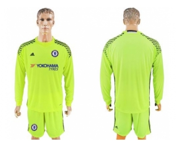 Chelsea Blank Shiny Green Goalkeeper Long Sleeves Soccer Club Jersey