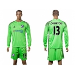 helsea #13 Courtois Green Goalkeeper Long Sleeves Soccer Club Jersey