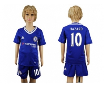 Chelsea #10 Hazard Blue Home Kid Soccer Club Jerseys