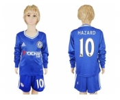 Chelsea #10 Hazard Home Long Sleeves Kid Soccer Club Jersey