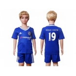 Chelsea #19 Diego Costa Blue Home Kid Soccer Club Jersey