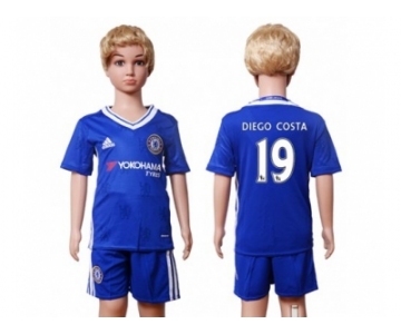 Chelsea #19 Diego Costa Blue Home Kid Soccer Club Jersey