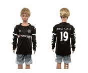 Chelsea #19 Diego Costa SEC Away Long Sleeves Kid Soccer Club Jersey