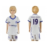 Chelsea #19 Diego Costa White Kid Soccer Club Jersey