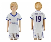 Chelsea #19 Diego Costa White Kid Soccer Club Jersey