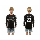 Chelsea #22 Willian SEC Away Long Sleeves Kid Soccer Club Jersey