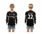 Chelsea #22 Willian SEC Away Long Sleeves Kid Soccer Club Jersey