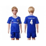 Chelsea #4 Fabregas Blue Home Kid Soccer Club Jersey