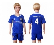 Chelsea #4 Fabregas Blue Home Kid Soccer Club Jersey