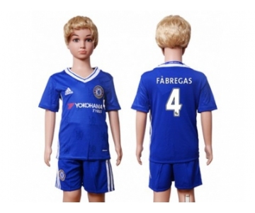 Chelsea #4 Fabregas Blue Home Kid Soccer Club Jersey