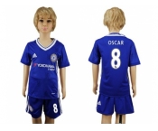 Chelsea #8 Oscar Blue Home Kid Soccer Club Jerseys